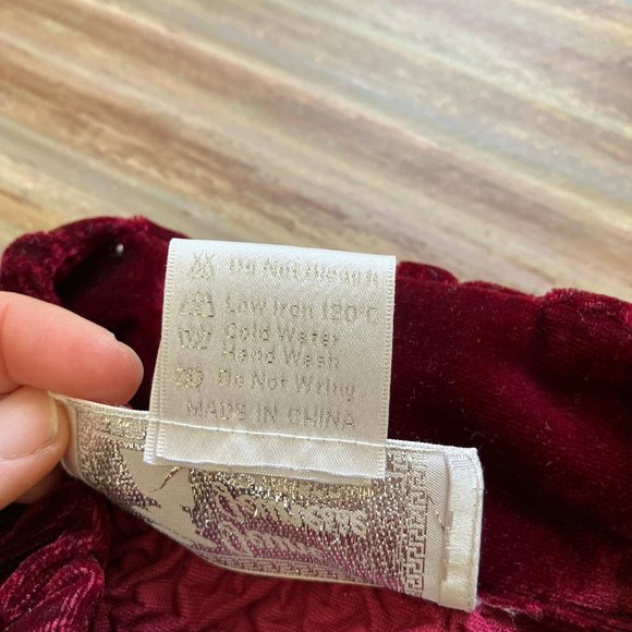 Burgundy Crushed Velvet Cardigan Jacket Ruched Texture Vintage Jeune Jeunesse - Picture 4 of 8